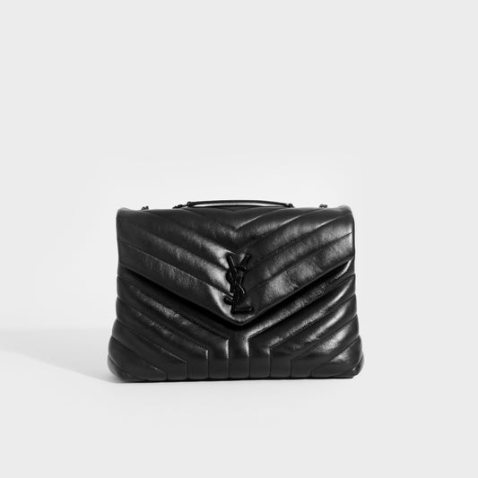 Medium Loulou Leather Shoulder Bag in Black