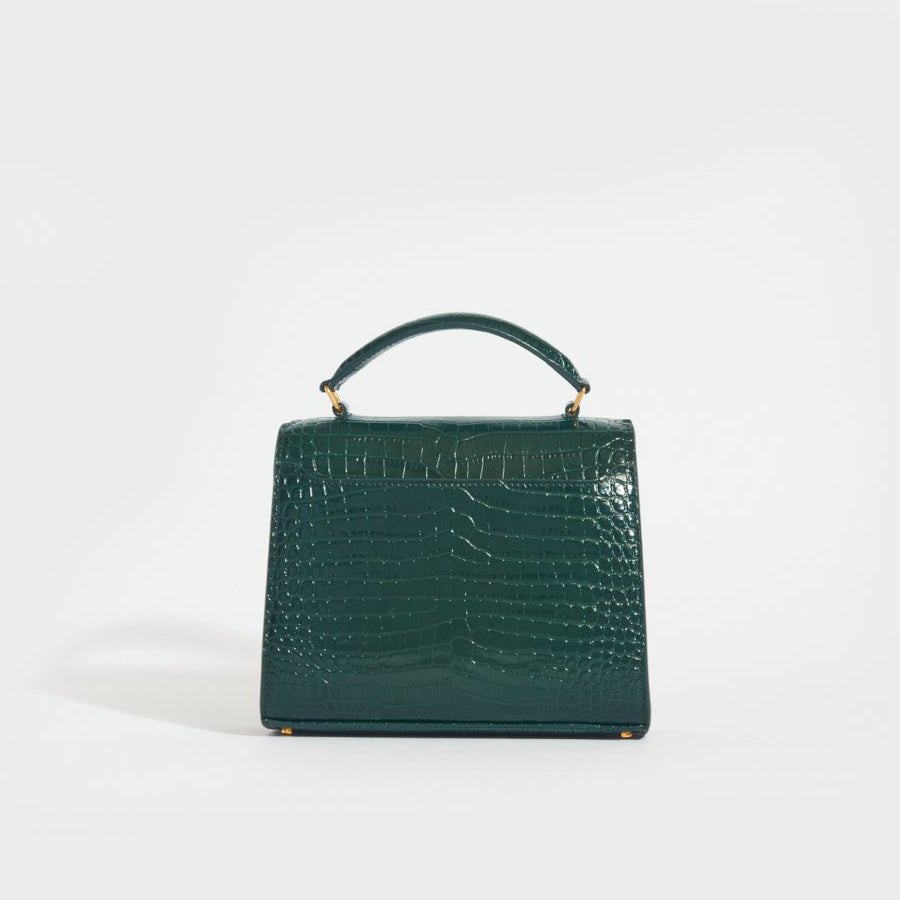 Mini Cassandra Crocodile-Embossed Shiny Leather in Mint