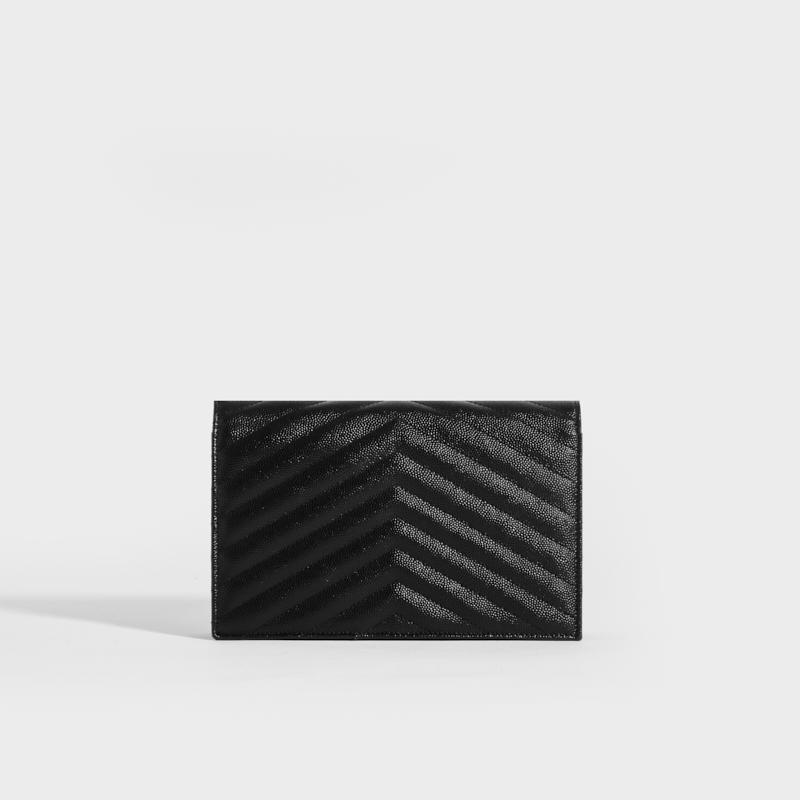 Monogram Envelope Clutch Bag in Black Leather with Black Hardware