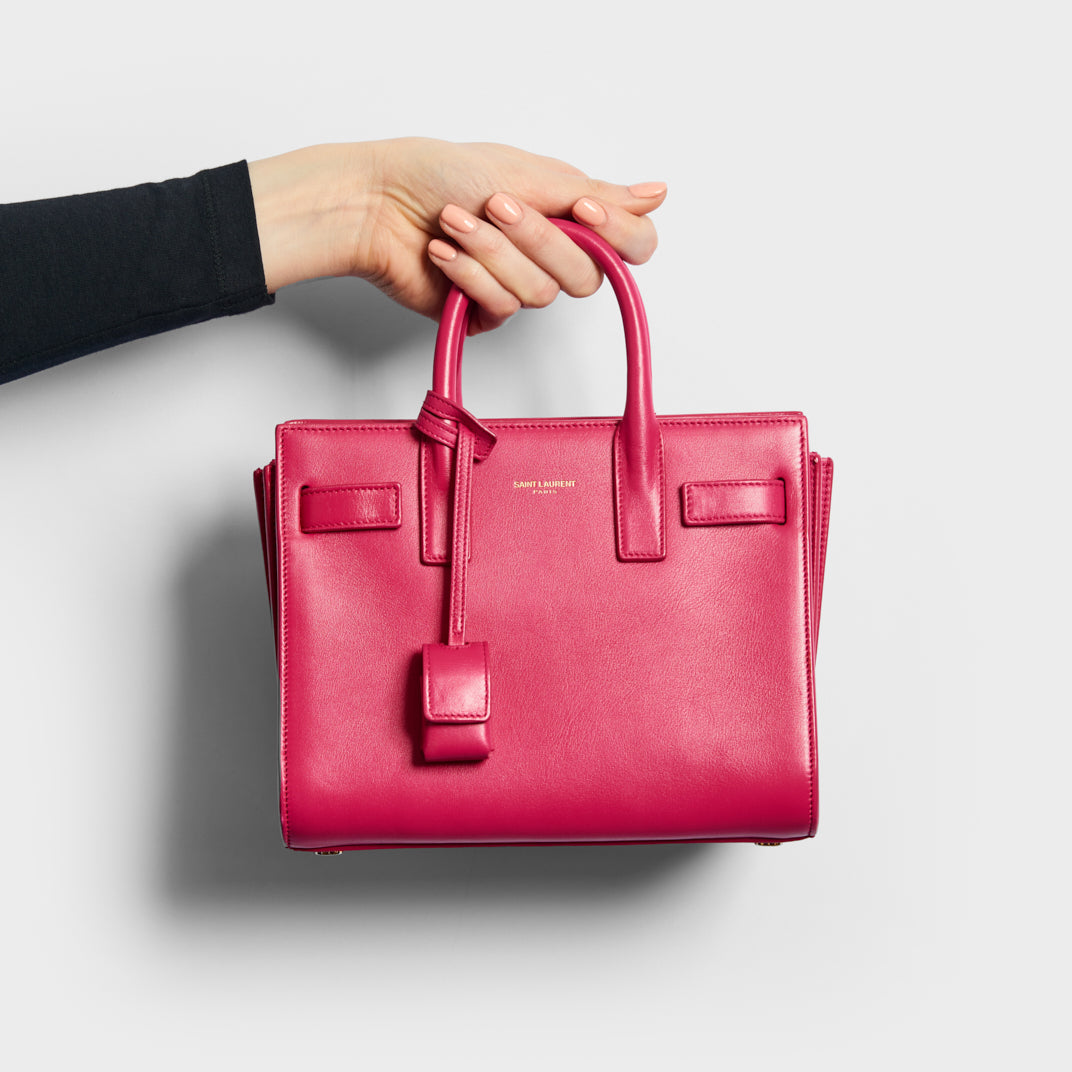 Sac De Jour Nano Leather Tote Bag in Pink - Saint Laurent