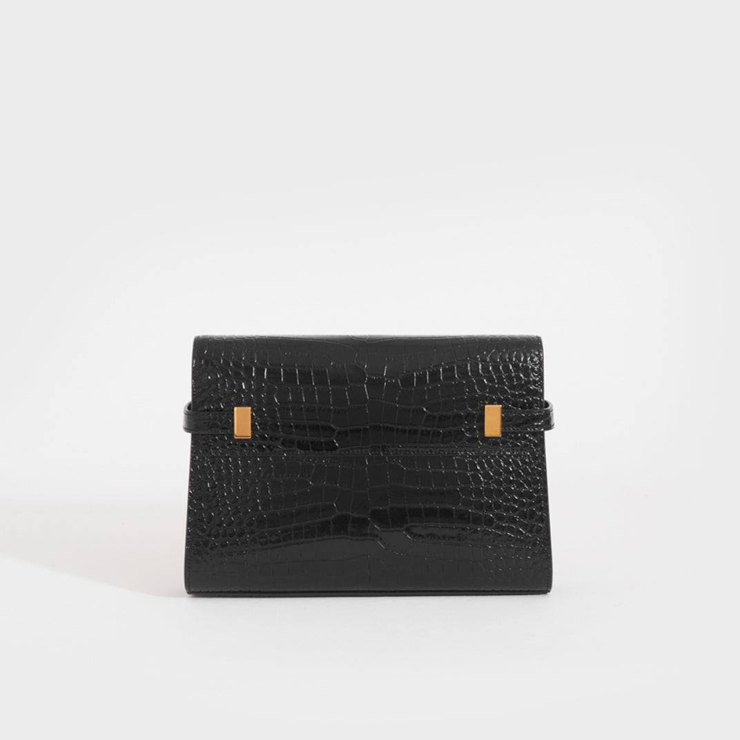 Small Manhattan Embossed Leather Bag in Black