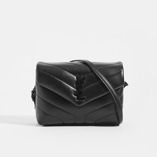 Toy Loulou Shoulder Bag in Black Leather with Black Hardware