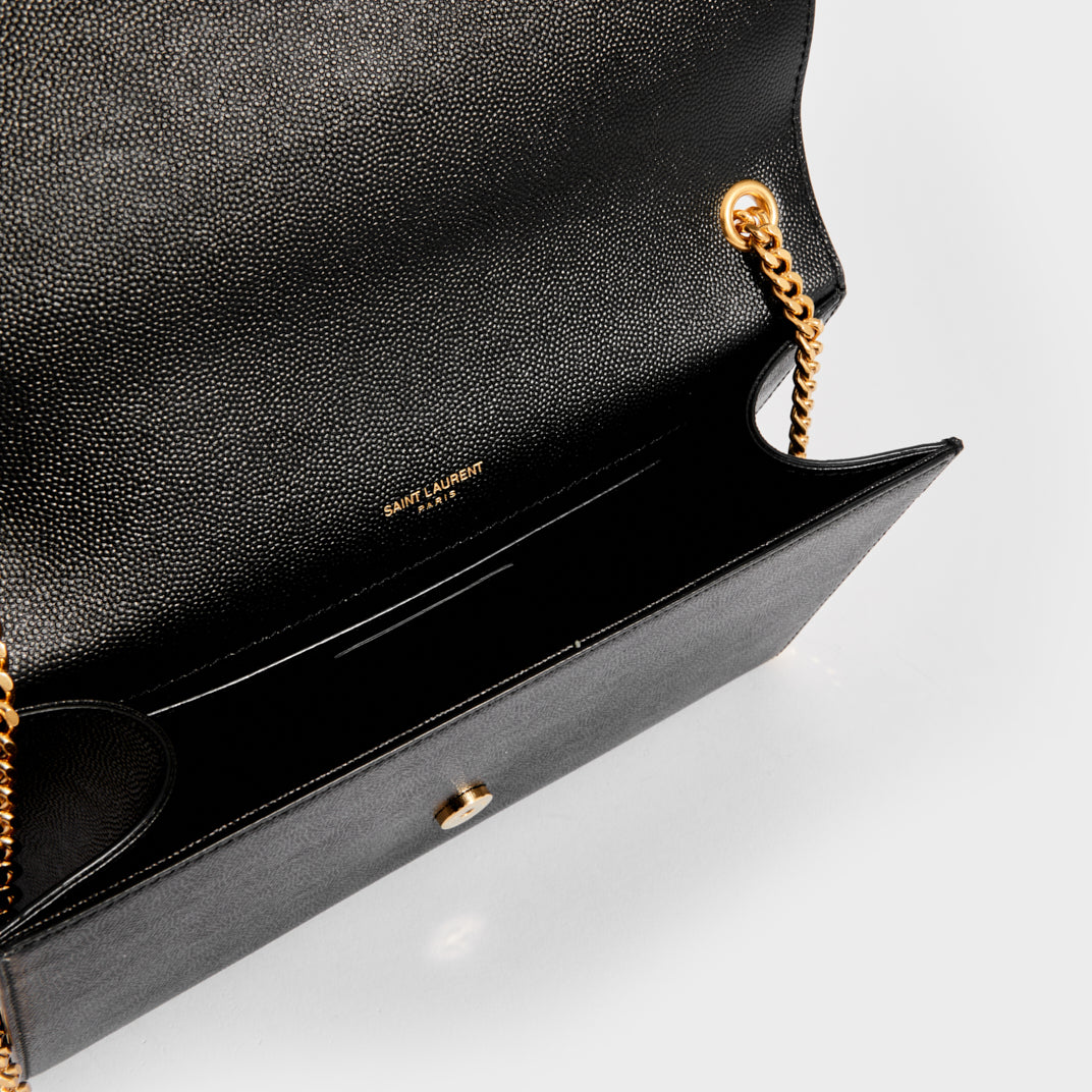 SAINT LAURENT Medium Kate Bag in Black Grained Leather
