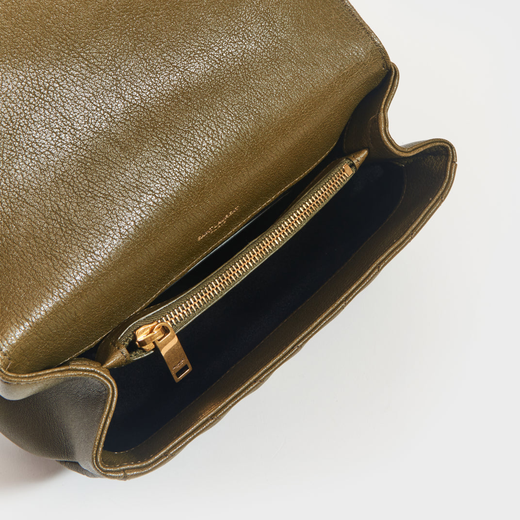 Medium College Bag in Seaweed Green Leather [ReSale]