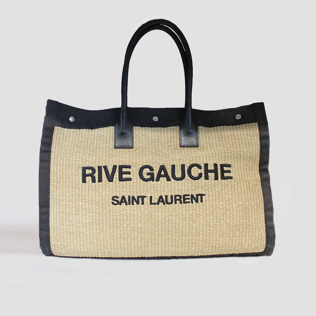 Saint Laurent Large Rive Gauche Logo Woven Tote