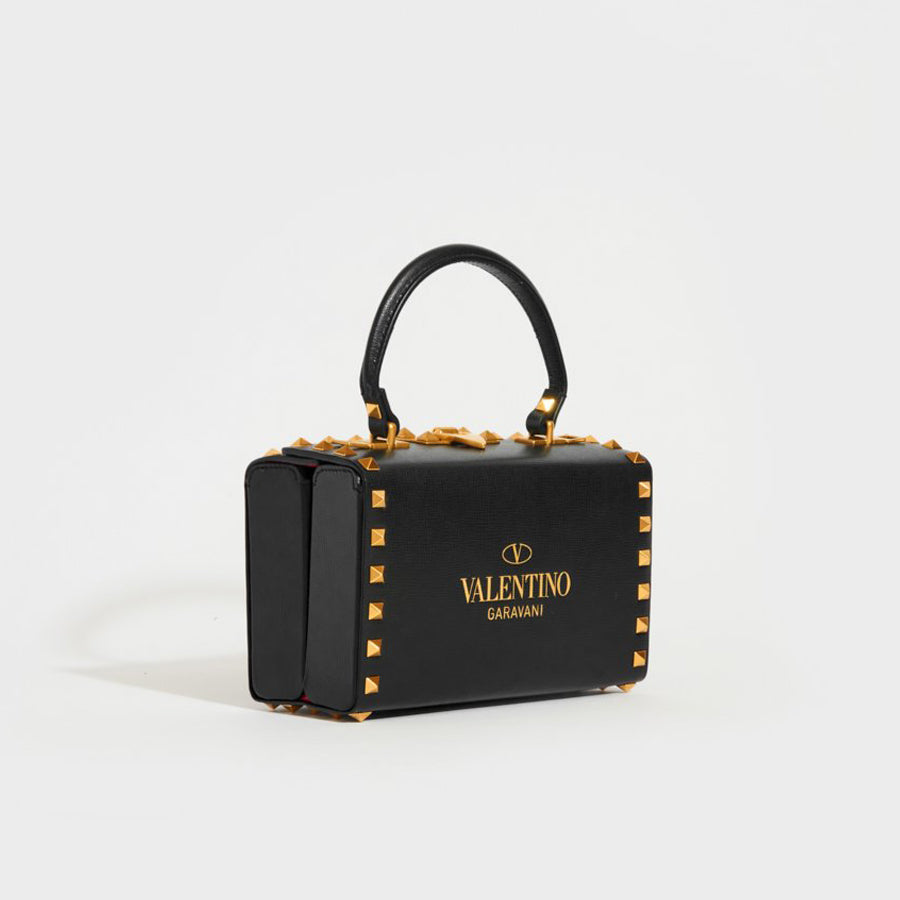 Valentino Garavani Black Small Square Rockstud Bag Valentino Garavani