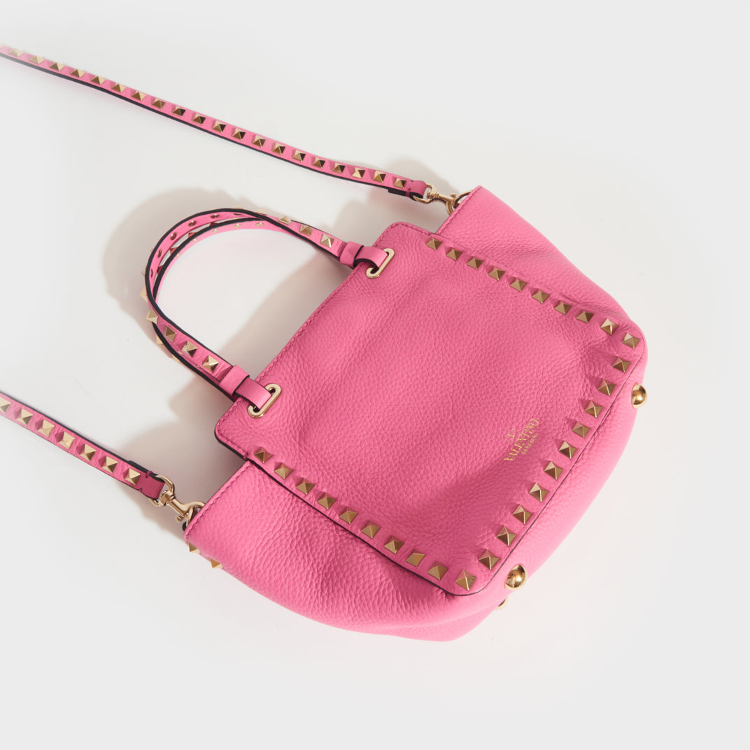 Valentino Pink Small Rockstud Crossbody Bag Leather Pony-style