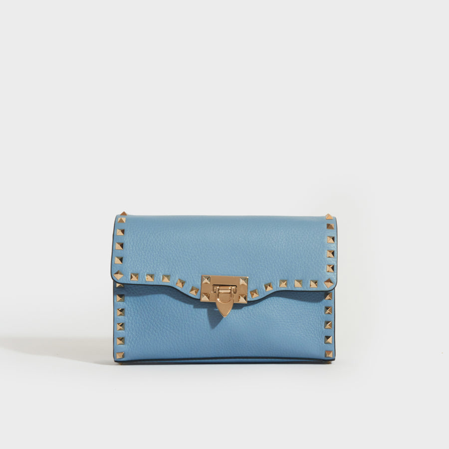 Valentino Bright Blue Smooth Leather Rockstud Mini Backpack Bag - Yoogi's  Closet