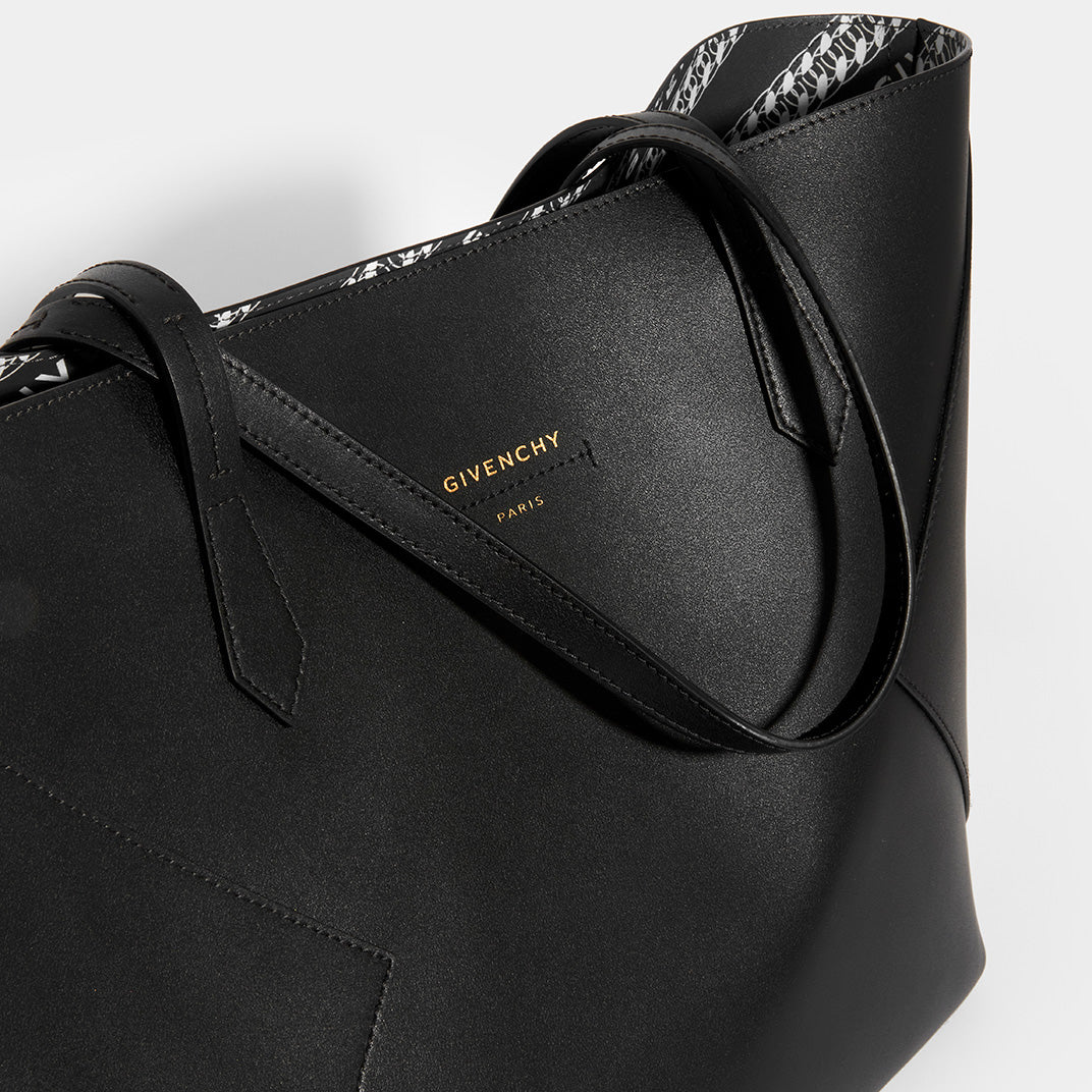Wing Shopper Bag in Black Leather