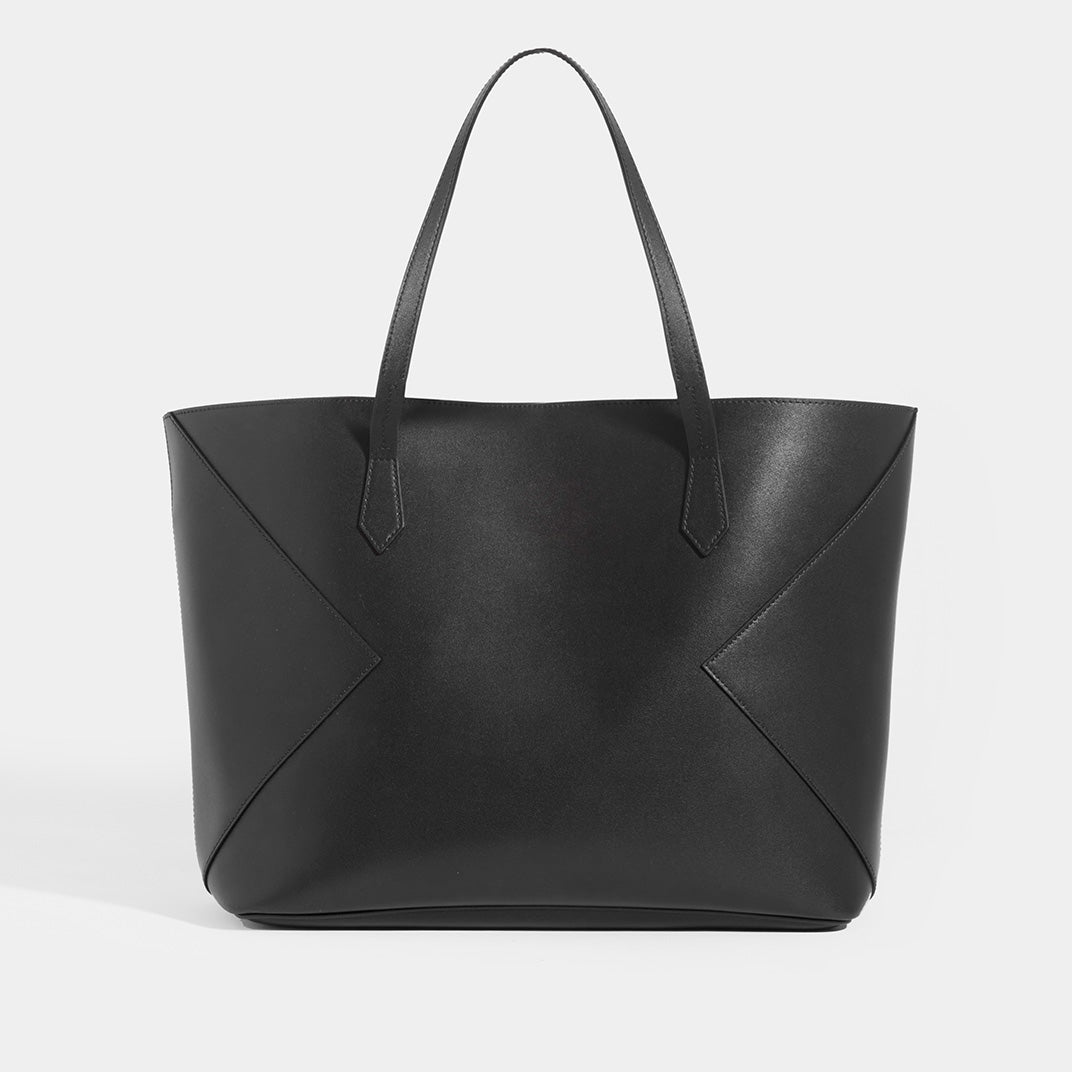 Wing Shopper Bag in Black Leather